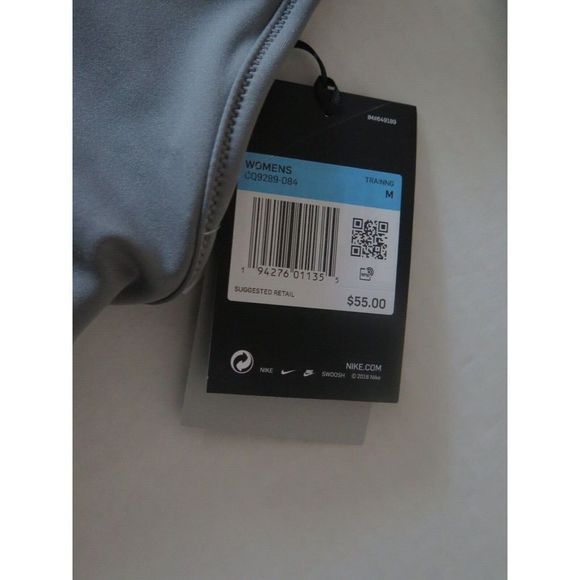 Nike CQ9289 084 Women's Sz M Gray Dri-Fit Medium Support Padded Sports Bra - Picture 3 of 3